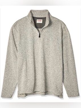 Wrangler Authentics Men's 1/4 Zip L Gray Pullover Sweater Relaxed Casual Golf
